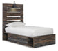 Cama doble con paneles Drystan con 4 cajones de almacenamiento, tocador con espejo, cómoda y mesita de noche