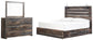 Cama King con dos cajones de almacenamiento y tocador con espejo Drystan