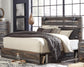 Cama King con dos cajones de almacenamiento y tocador con espejo Drystan