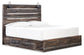 Cama King con dos cajones de almacenamiento, tocador con espejo, cómoda y mesita de noche Drystan