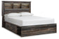 Cama con estantería Drystan Queen con 2 cajones de almacenamiento, tocador con espejo, cómoda y mesita de noche