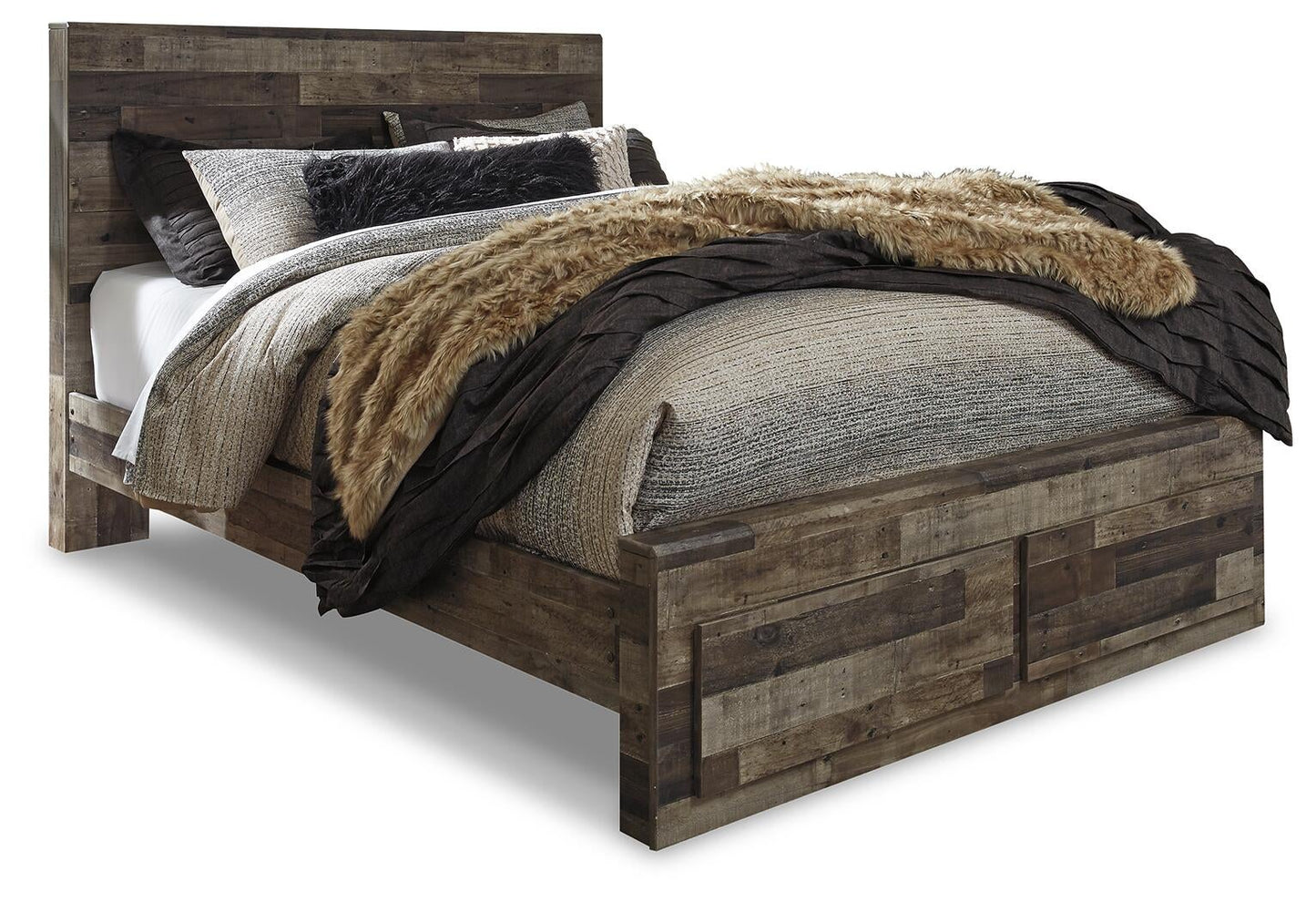 Cama Queen con dos cajones de almacenamiento y tocador con espejo Derekson