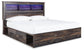 Cama con estantería Drystan King con 4 cajones de almacenamiento y tocador con espejo