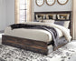 Cama con estantería Drystan King con 4 cajones de almacenamiento y tocador con espejo