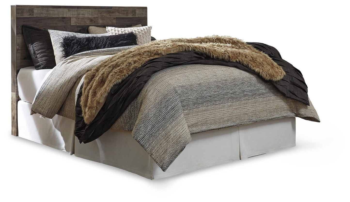 Cabecero de cama tamaño queen o completo Derekson con tocador con espejo, cómoda y mesita de noche