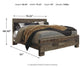 Cama King con paneles Derekson, tocador con espejo, cómoda y mesita de noche