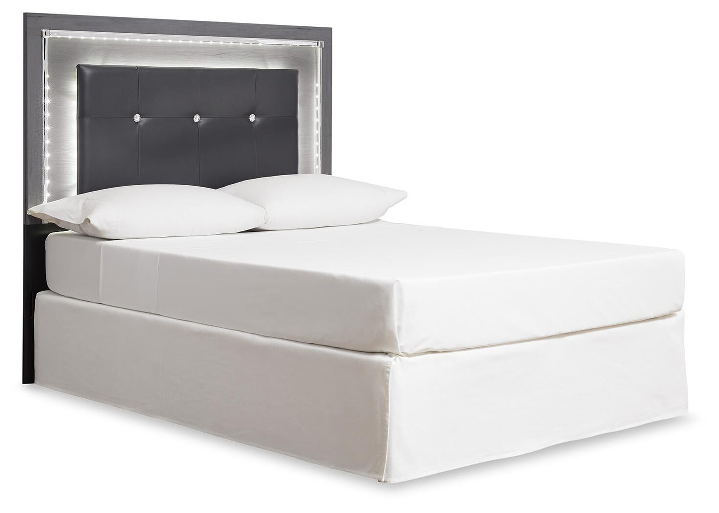 Cabecero de cama tapizado completo Lodanna con tocador con espejo, cómoda y mesita de noche