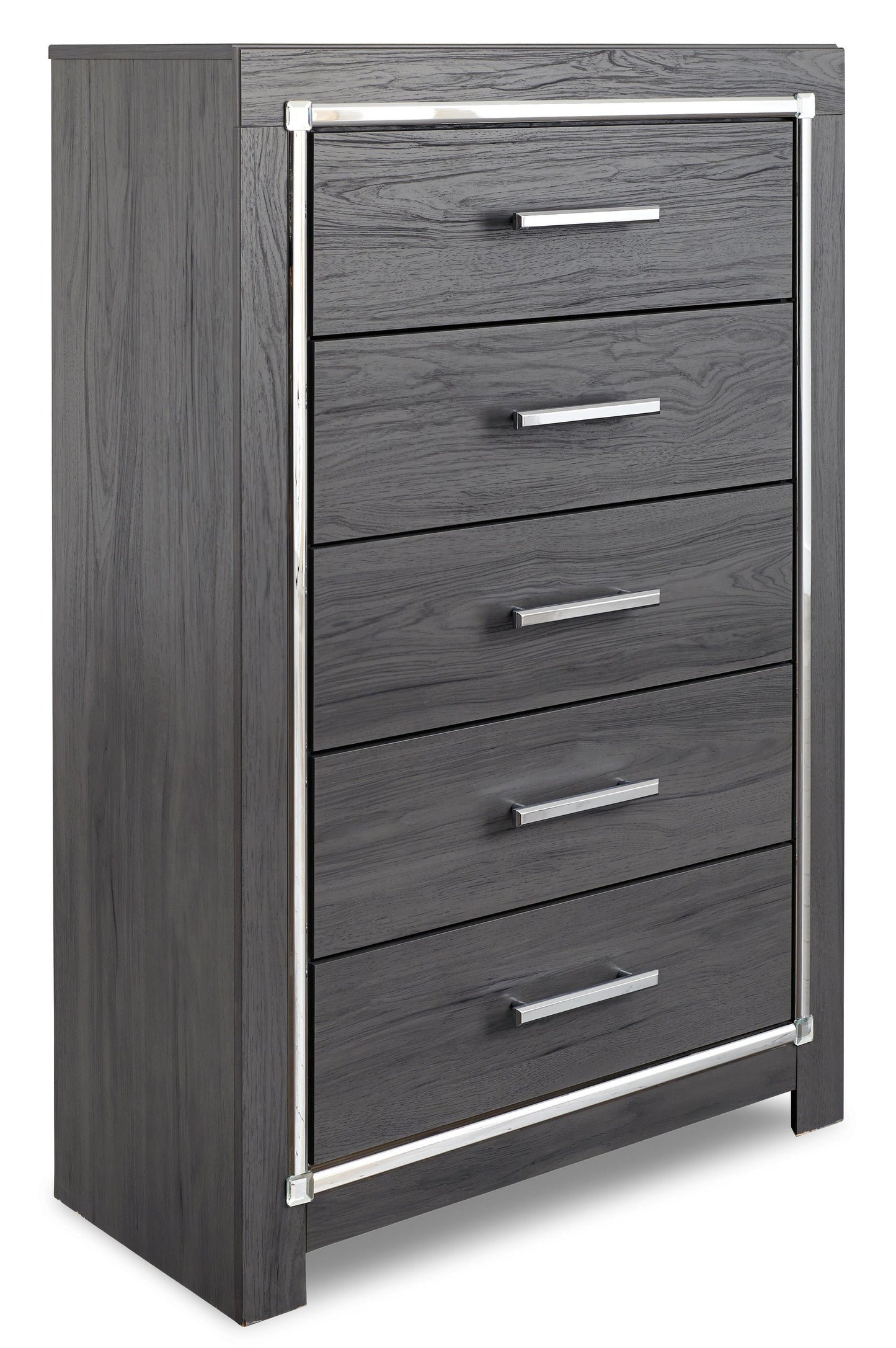Cama Queen Lodanna con 2 cajones de almacenamiento, tocador con espejo, cómoda y mesita de noche