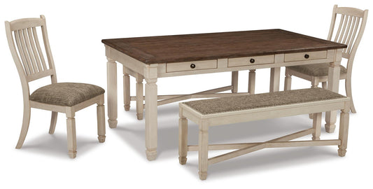 Mesa de comedor Bolanburg con 2 sillas y 2 bancos