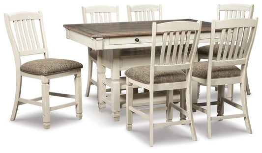 Mesa de comedor de altura de mostrador y 6 taburetes de bar de Bolanburg