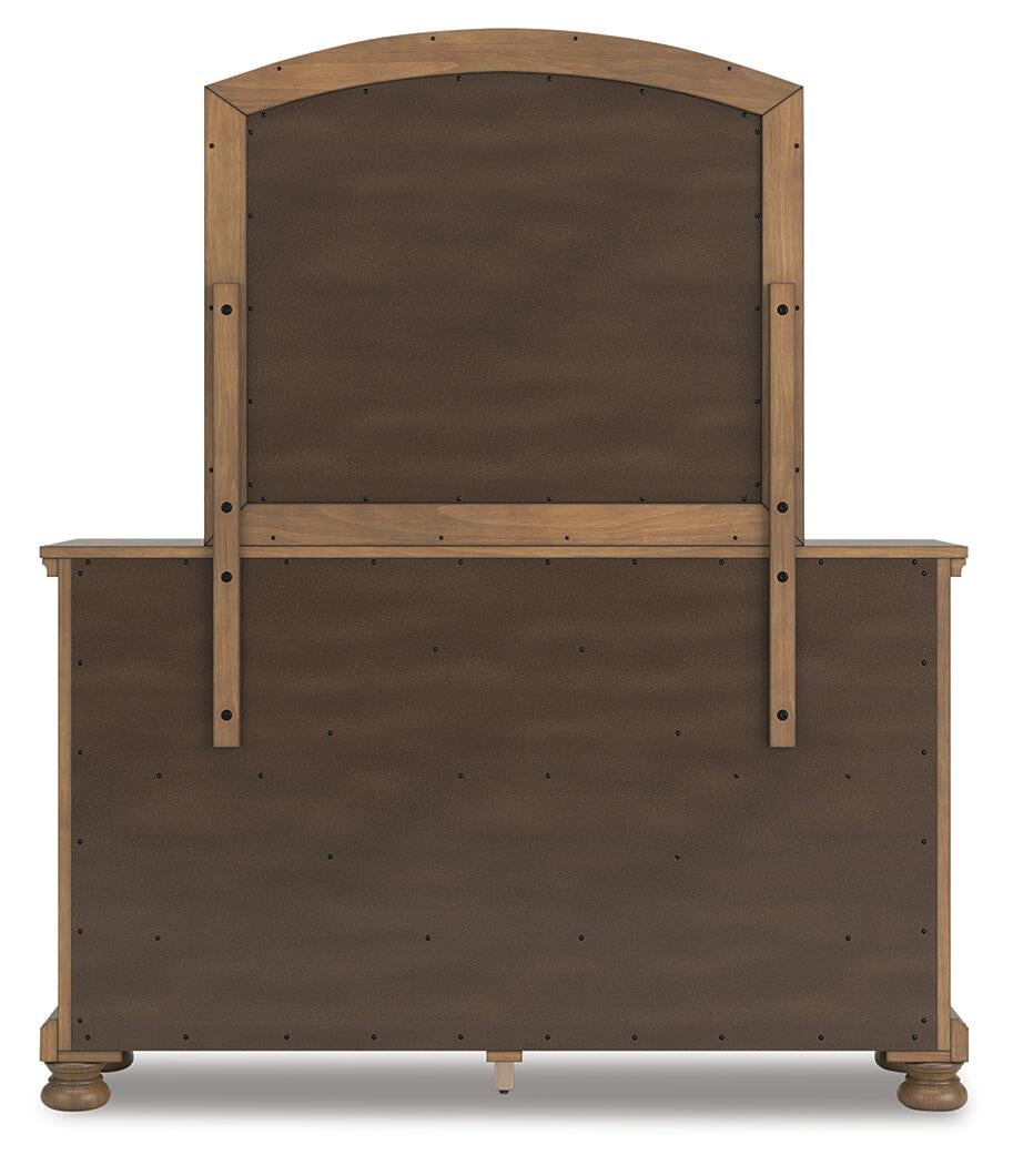 Feddinger California King Panel Bed with Mirrored Dresser and Nightstand
