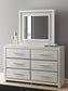 Birmonton King Upholstered Panel Platform Bed, Dresser, Mirror and Nightstand