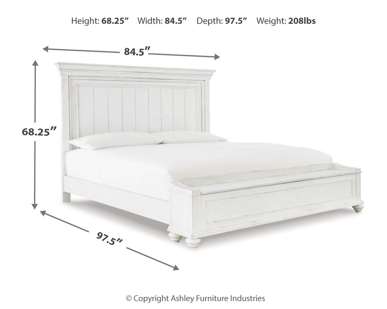 Cama tamaño queen con paneles y tocador con espejo Kanwyn