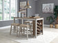 Mesa de comedor de altura de mostrador y 4 taburetes de bar Skempton