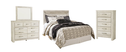 Bellaby  Panel Headboard With Mirrored Dresser And Chest