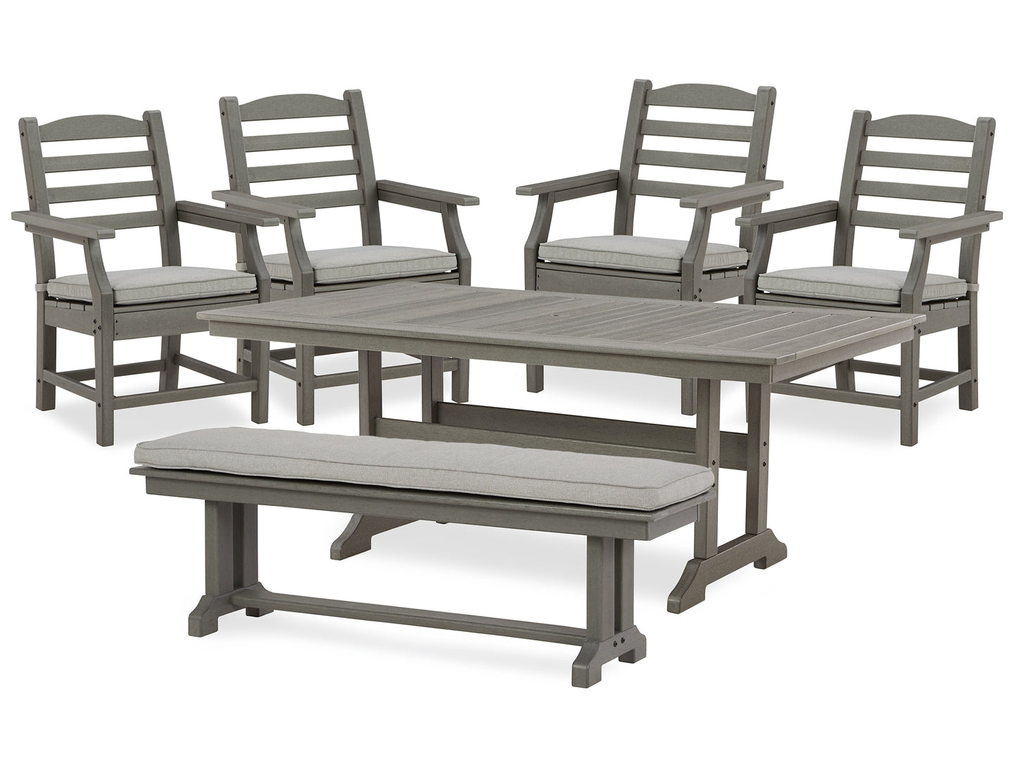 Visola Outdoor Dining Table and 4 Chairs and Bench
