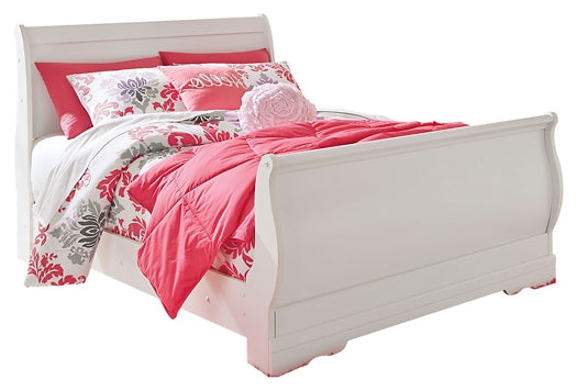 Anarasia Full Sleigh Bed with Mirrored Dresser, Chest and 2 Nightstands