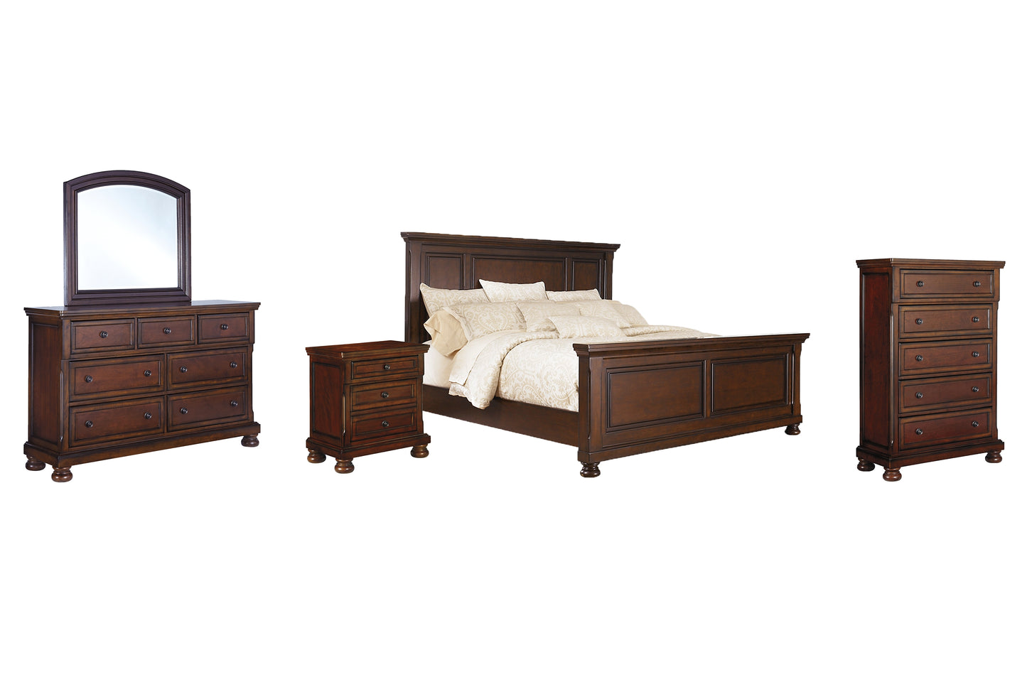 Porter  Panel Bed With Mirrored Dresser, Chest And Nightstand