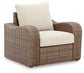 Malayah Outdoor Sofa and 2 Lounge Chairs with Fire Pit Table