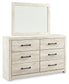 Cambeck King/California King Upholstered Panel Headboard with Mirrored Dresser