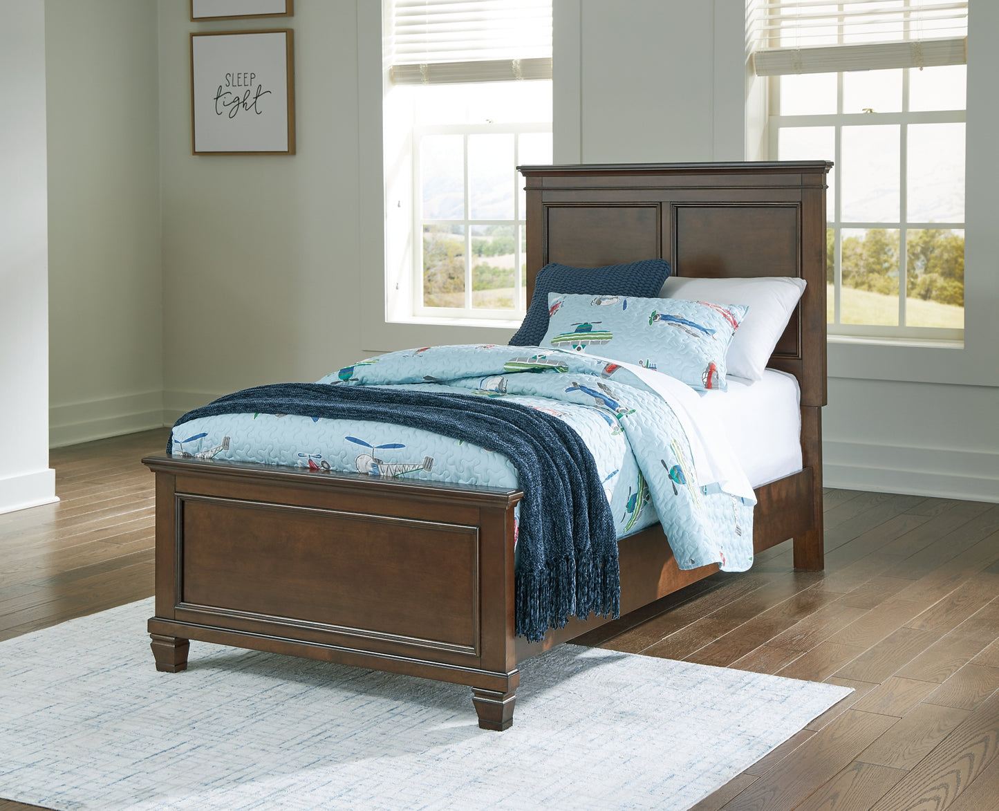 Danabrin Twin Panel Bed with Mirrored Dresser