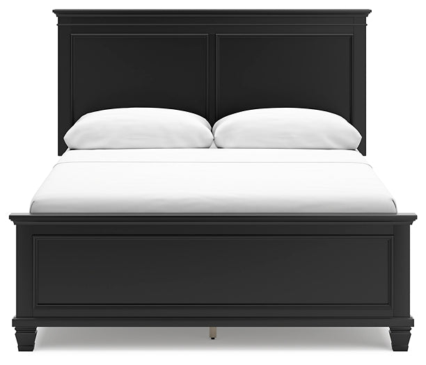 Lanolee Queen Panel Bed with Mirrored Dresser and Chest