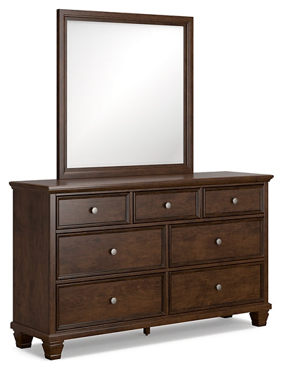 Danabrin Queen Panel Bed with Mirrored Dresser and Chest