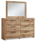 Hyanna Queen Panel Headboard with Mirrored Dresser and 2 Nightstands