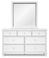 Fortman California King Panel Bed with Mirrored Dresser, Chest and Nightstand