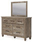 Yarbeck Queen Panel Bed with Storage with Mirrored Dresser, Chest and Nightstand