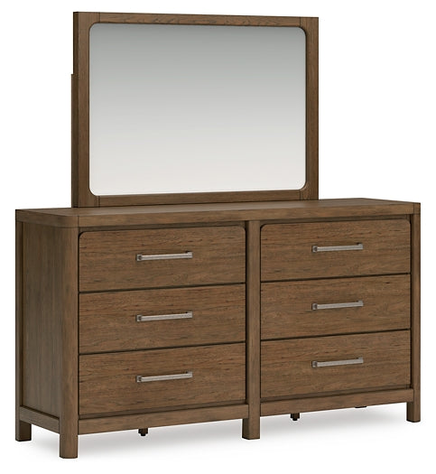 Cabalynn California King Upholstered Bed with Mirrored Dresser and Nightstand