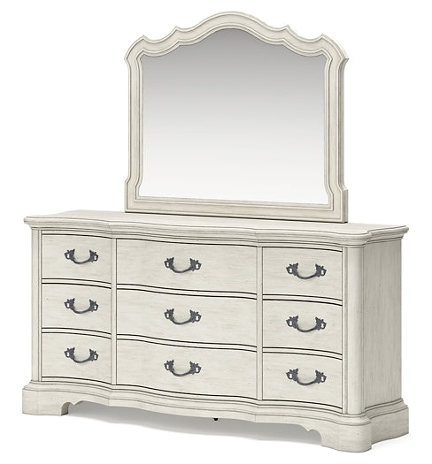 Arlendyne King Upholstered Bed with Mirrored Dresser and Chest