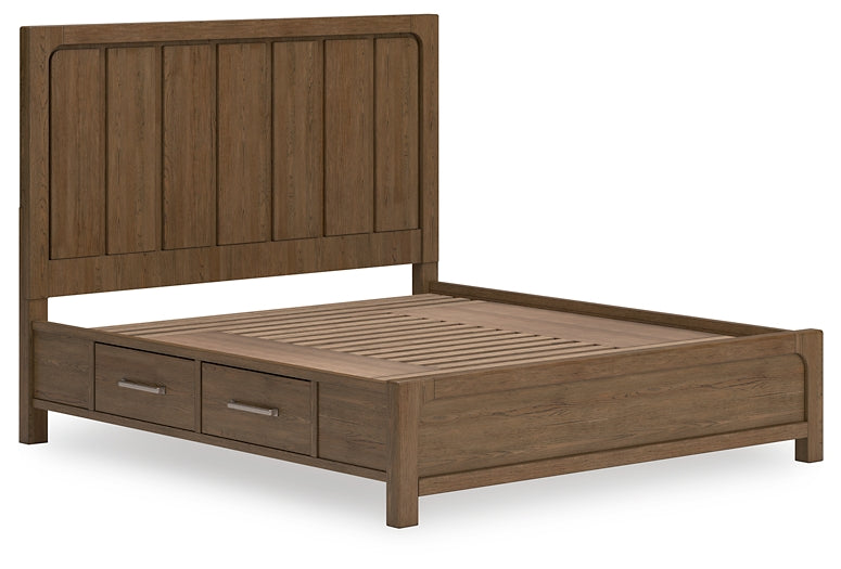 Cabalynn California King Panel Bed with Storage with Mirrored Dresser, Chest and Nightstand