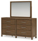 Cabalynn Queen Panel Bed with Storage with Mirrored Dresser and Chest