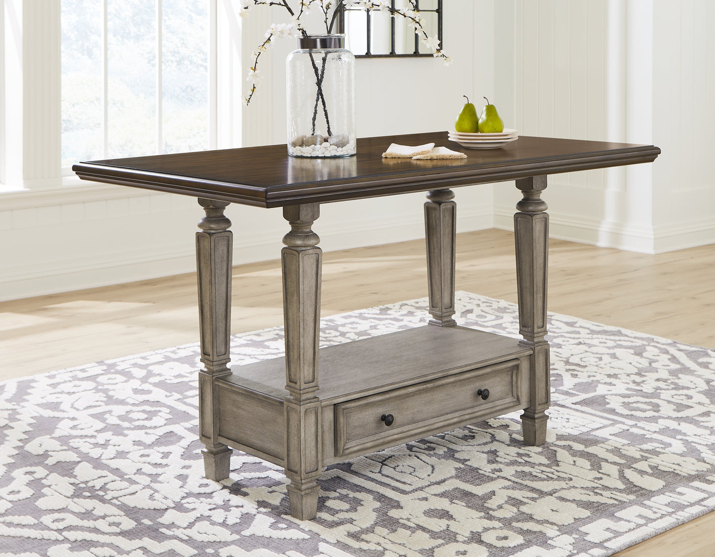Lodenbay Counter Height Dining Table and 4 Barstools with Storage