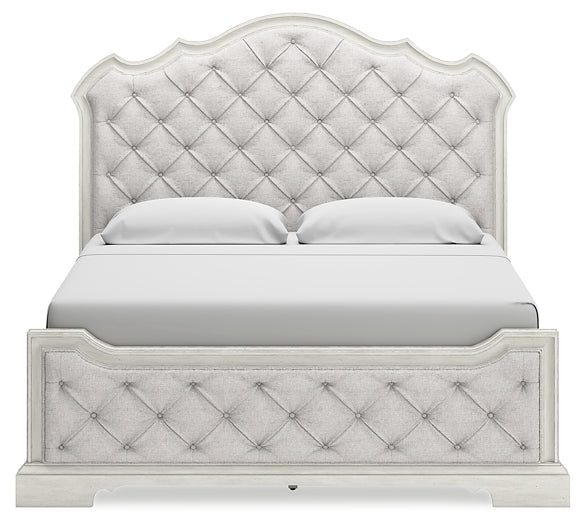 Arlendyne King Upholstered Bed with Mirrored Dresser, Chest and Nightstand